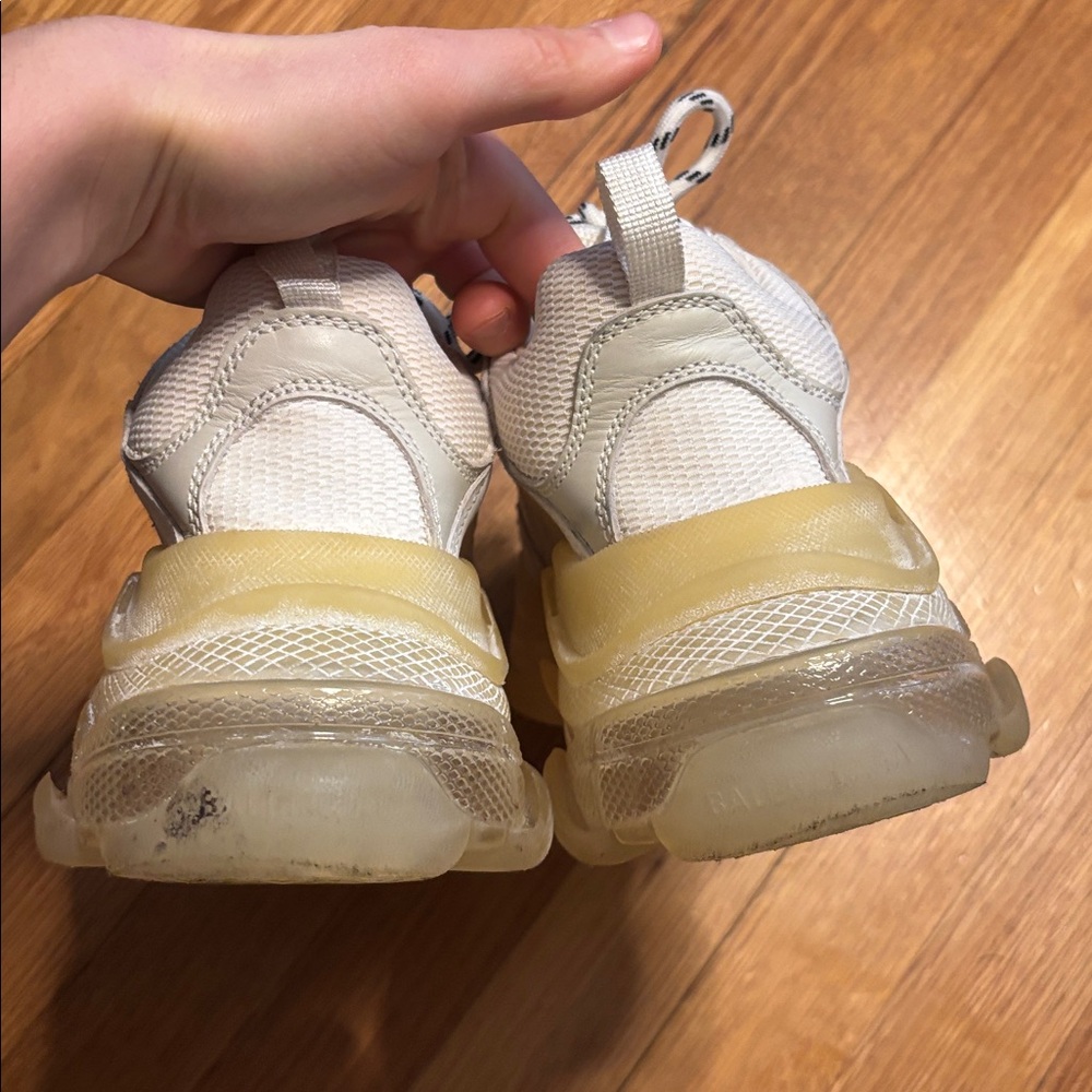 Balenciaga White and Yellowed Sole Triple S Sneakers - Picture 8 of 12